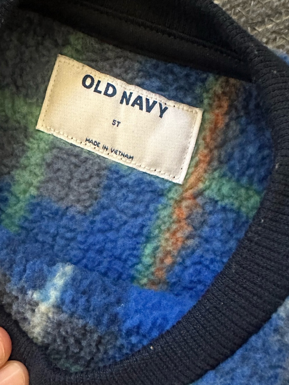 Brand new Kids Old Navy Blue Plaid Sherpa Pullover - Picture 2 of 6